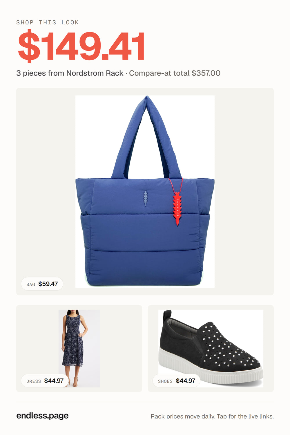 Fall outfit ideas for women under $150 · blue look, 3 pieces on sale at Nordstrom Rack