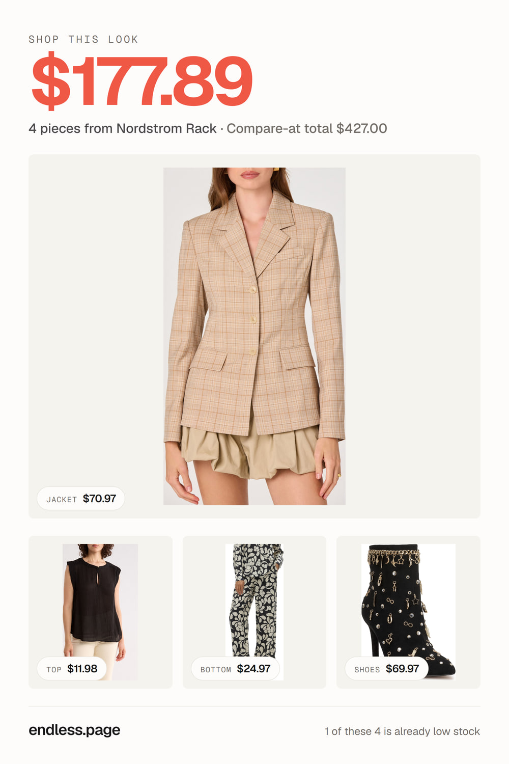 Fall outfit ideas for women under $200 · neutral look, 4 pieces on sale at Nordstrom Rack